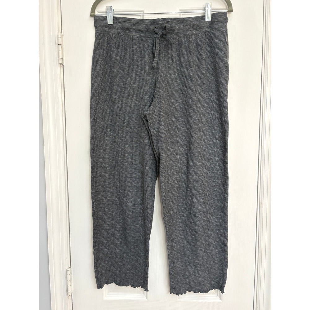 Eddie Bauer Sleepwear M Lounge Pants Gray‎ Ribbed Knit Drawstring Womens
